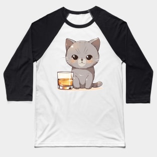 Cat Whiskey Lover Baseball T-Shirt